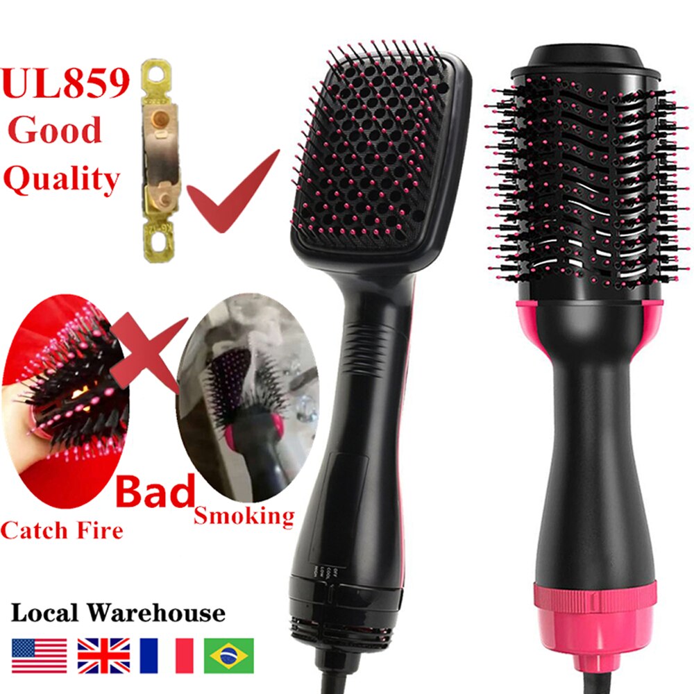 3 in 1 Professional Straightening Brush Blow Hair Dryer Styler Hot Air Comb One Step Hair Dryer and Volumizer Hair Styling Tools
