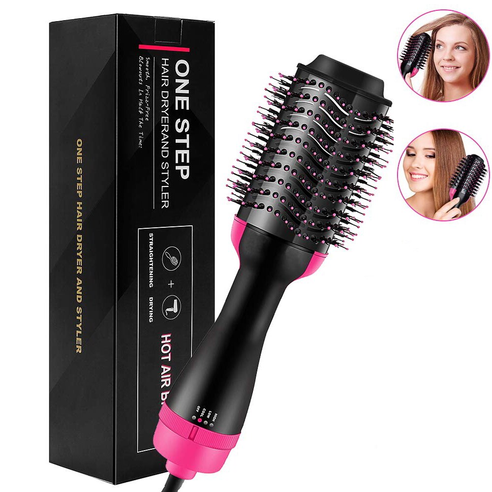 3 in 1 Professional Straightening Brush Blow Hair Dryer Styler Hot Air Comb One Step Hair Dryer and Volumizer Hair Styling Tools