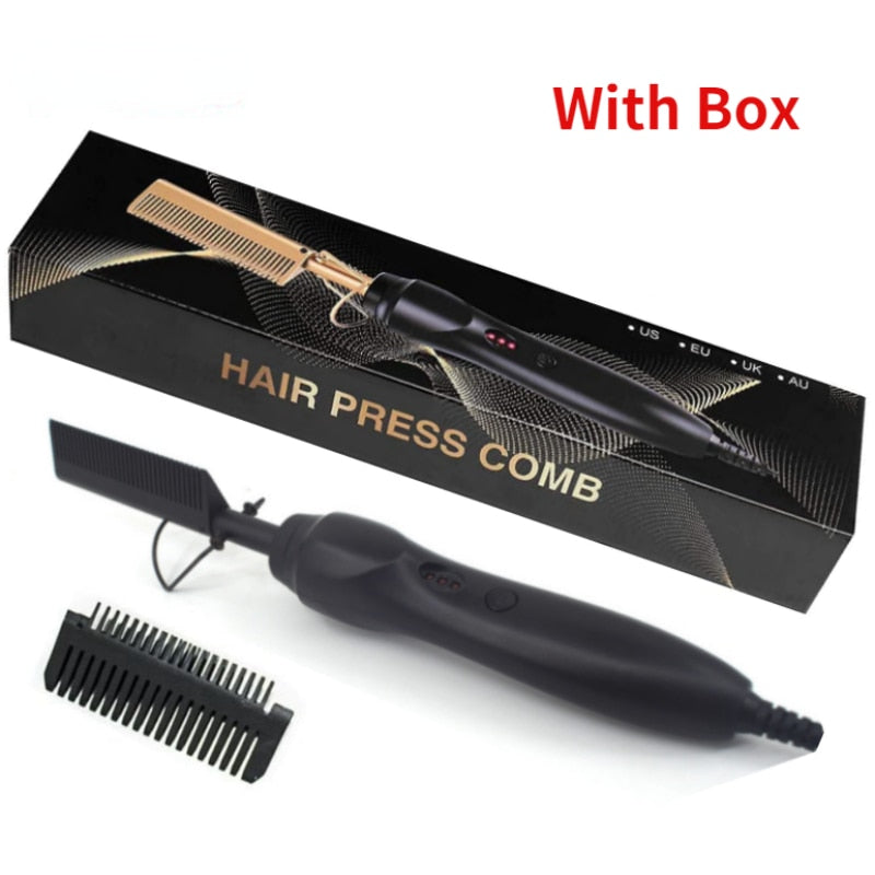 2 in 1 Hot Heating Comb Hair Straightener Flat Irons Straightening Brush Hair Styler Corrugation Curling Iron Hair Curler Comb