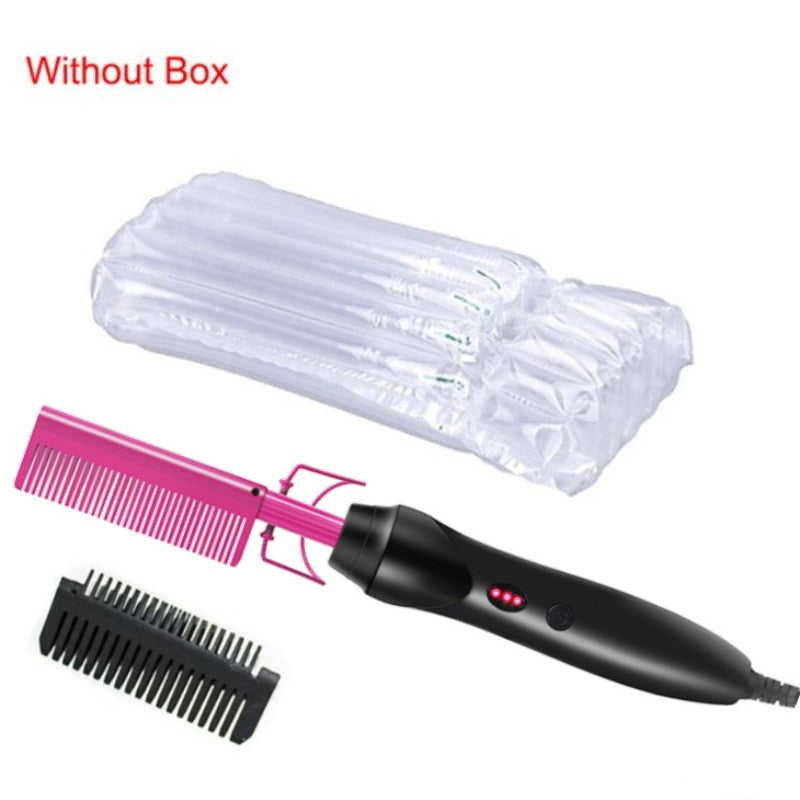 2 in 1 Hot Heating Comb Hair Straightener Flat Irons Straightening Brush Hair Styler Corrugation Curling Iron Hair Curler Comb