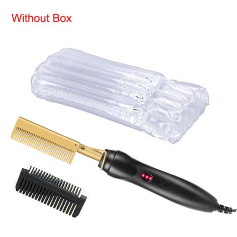 2 in 1 Hot Heating Comb Hair Straightener Flat Irons Straightening Brush Hair Styler Corrugation Curling Iron Hair Curler Comb