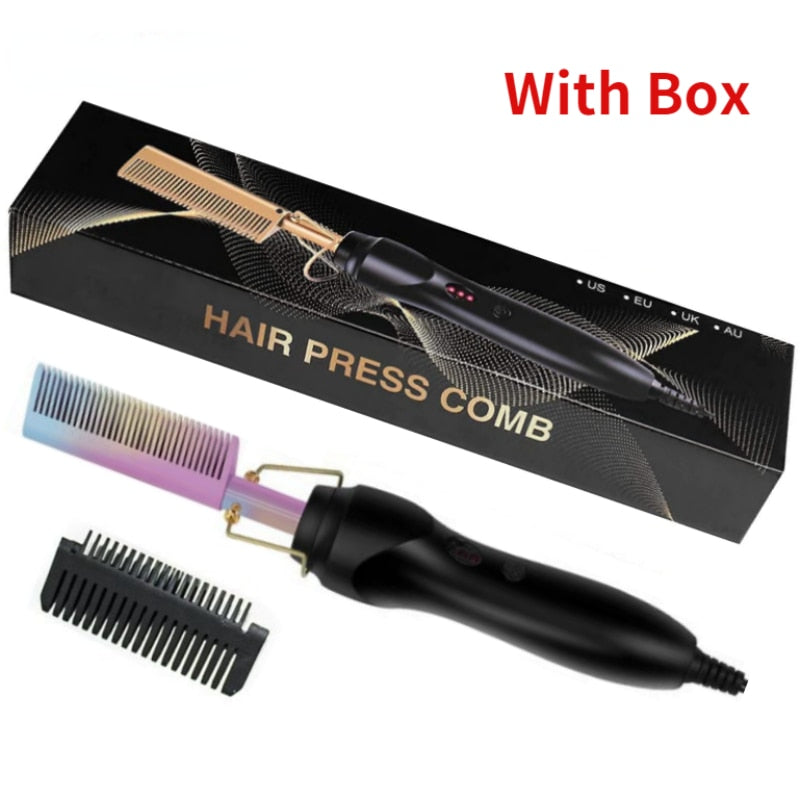 2 in 1 Hot Heating Comb Hair Straightener Flat Irons Straightening Brush Hair Styler Corrugation Curling Iron Hair Curler Comb