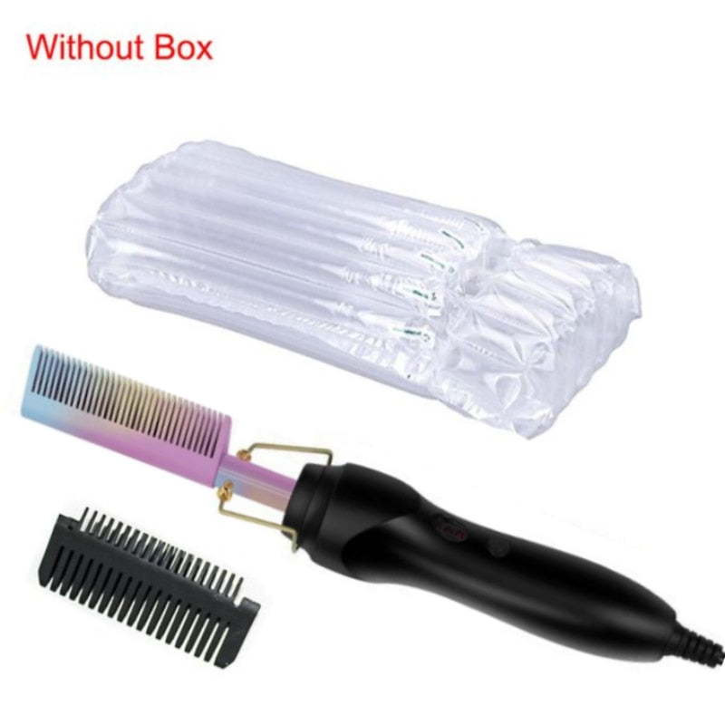 2 in 1 Hot Heating Comb Hair Straightener Flat Irons Straightening Brush Hair Styler Corrugation Curling Iron Hair Curler Comb