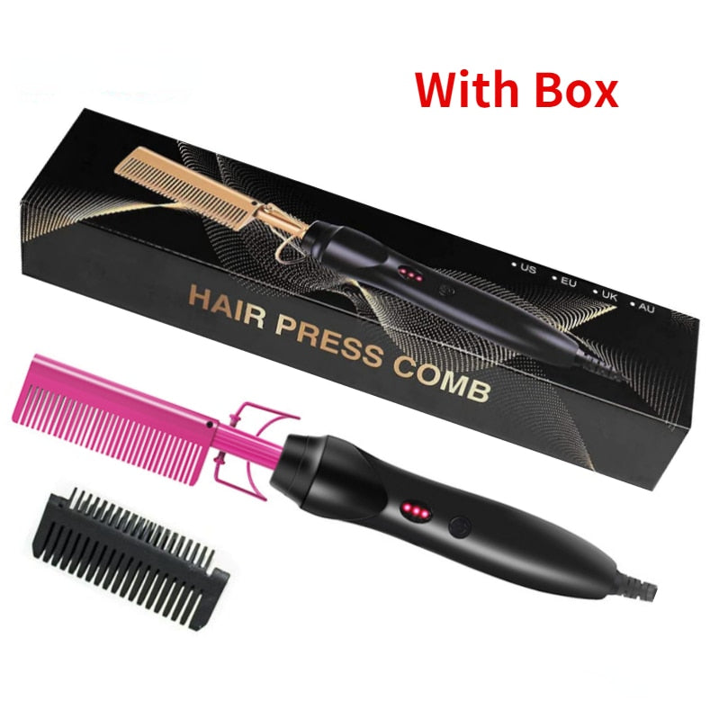 2 in 1 Hot Heating Comb Hair Straightener Flat Irons Straightening Brush Hair Styler Corrugation Curling Iron Hair Curler Comb